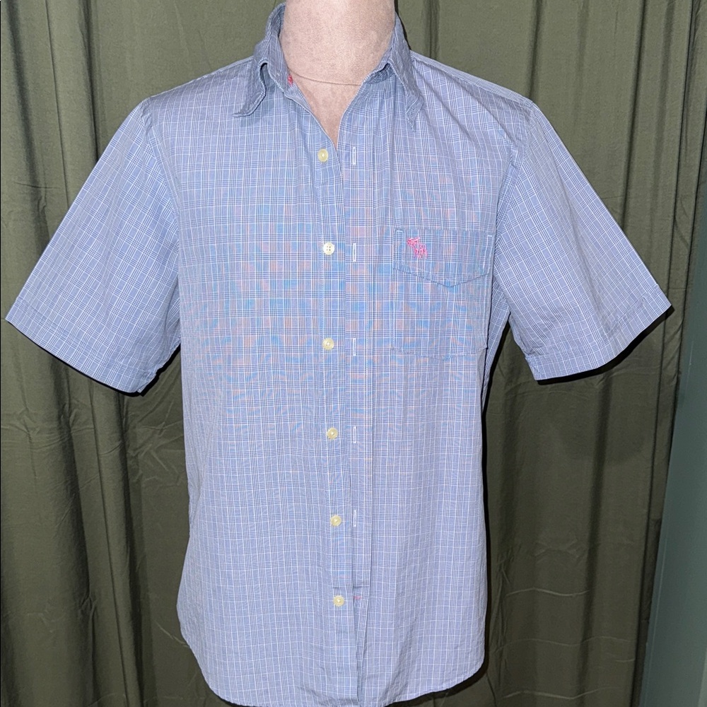 Abercrombie & Fitch Light Blue Plaid Short Sleeve Shirt Button Down